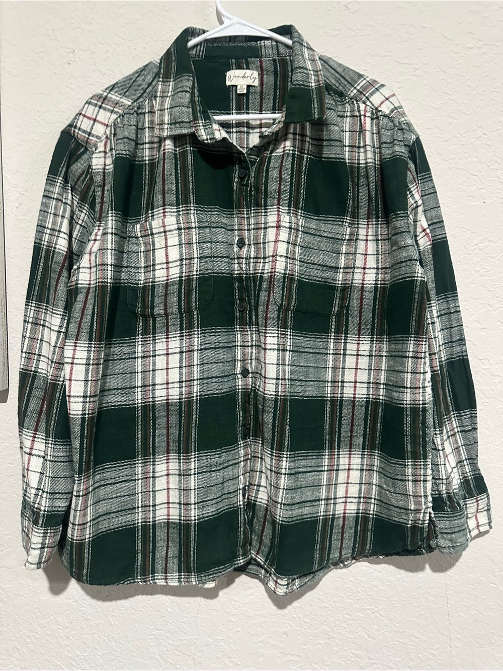 Wonderly Green and White Plaid Button-Down Shirt